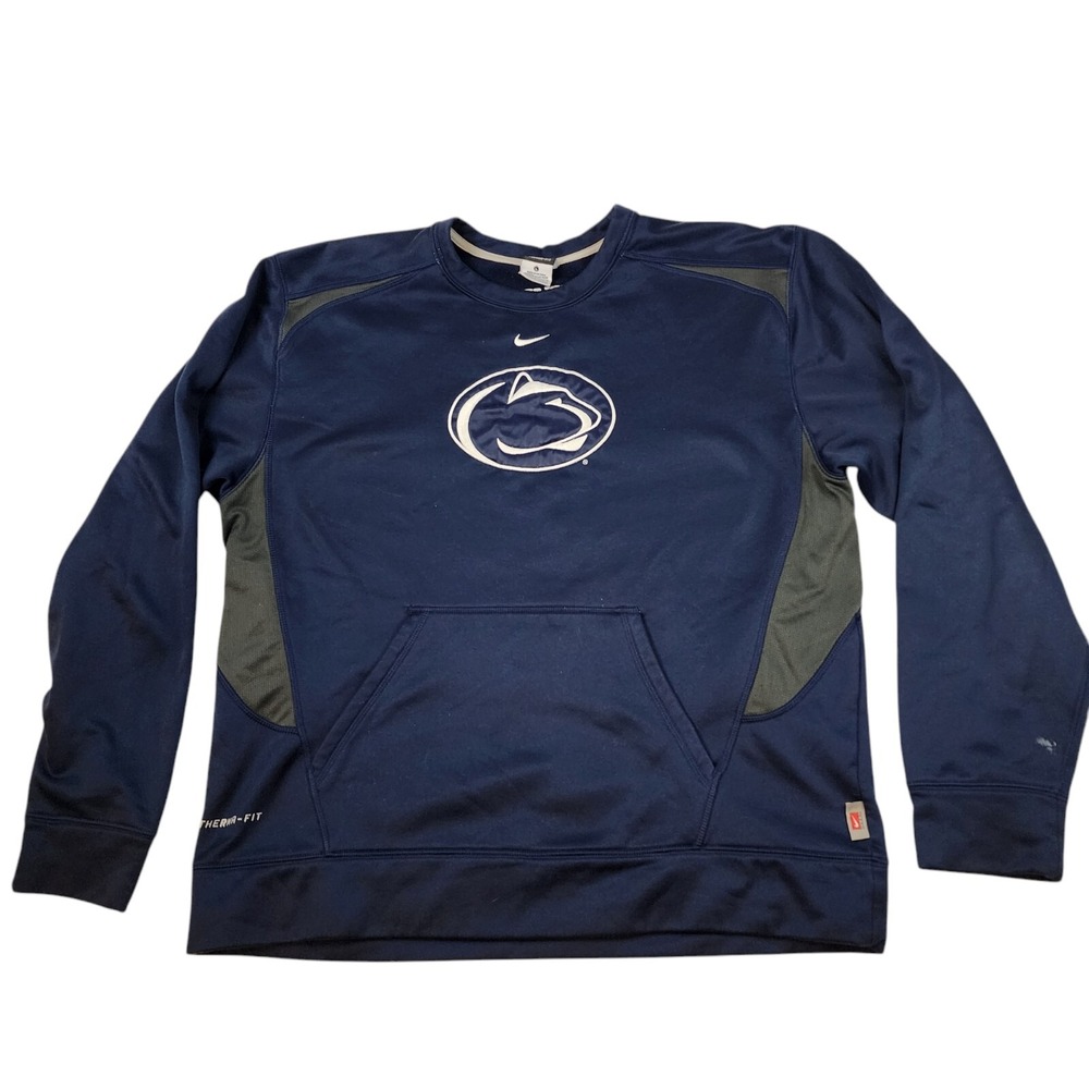 Penn State Nittany Lions Sweatshirt Nike Therma Fit‎ Fleece Mens Size Large Blue